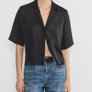 NWT Aritzia Wilfred Beso Satin Shirt - Black / Noir